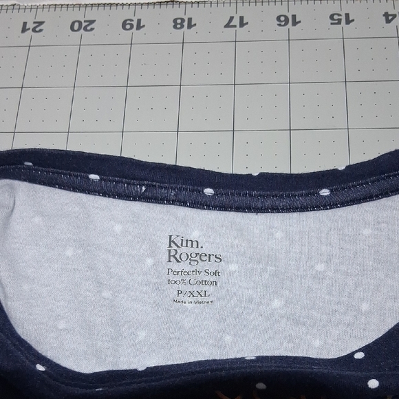 Karen Scott Navy and White Striped Top with Gold Reindeer - Picture 2 of 8